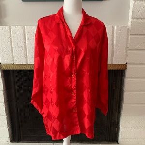 Vintage Christian Dior for Saks Red Satin PJ Top